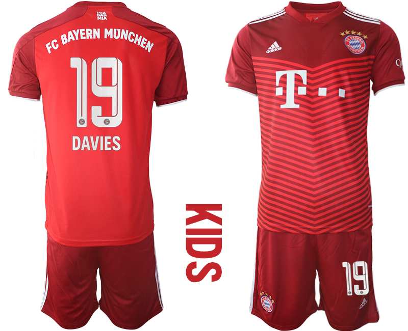 Youth 2021-2022 Club Bayern Munich home red #19 Soccer Jersey->youth soccer jersey->Youth Jersey